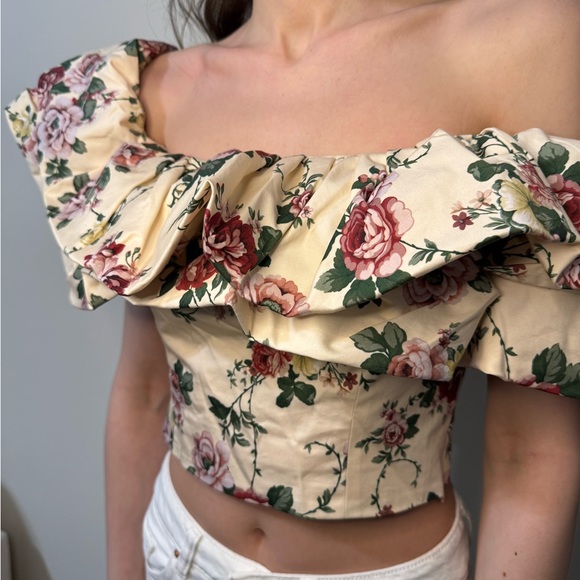 ANTONIO MELANI Tops - Floral Off-Shoulder Ruffle Top